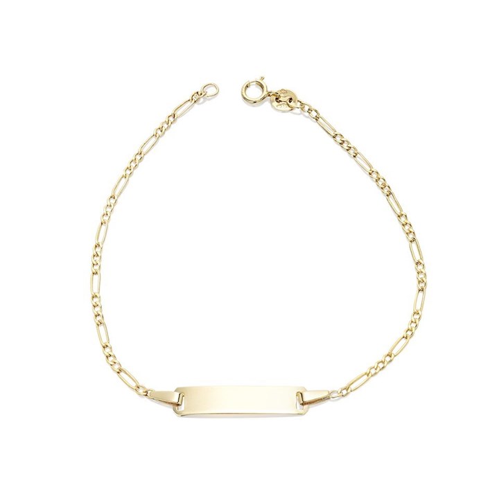 9ct Gold Hollow Figaro Identity Bracelet - 7.25in - G8108