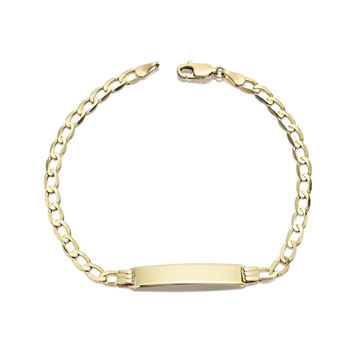 9ct Gold Flat Curb Identity Bracelet - 7.25in - G8109