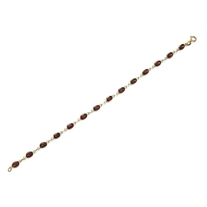 9ct Gold Garnet Bracelet - 7.5in - G8328