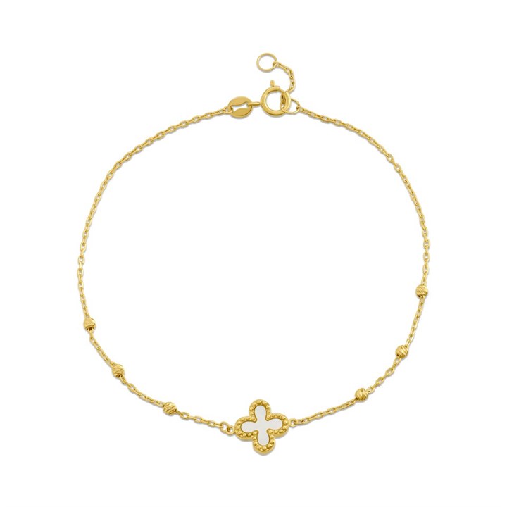 9ct Gold Mother Of Pearl Floral Ball Bracelet - G8351