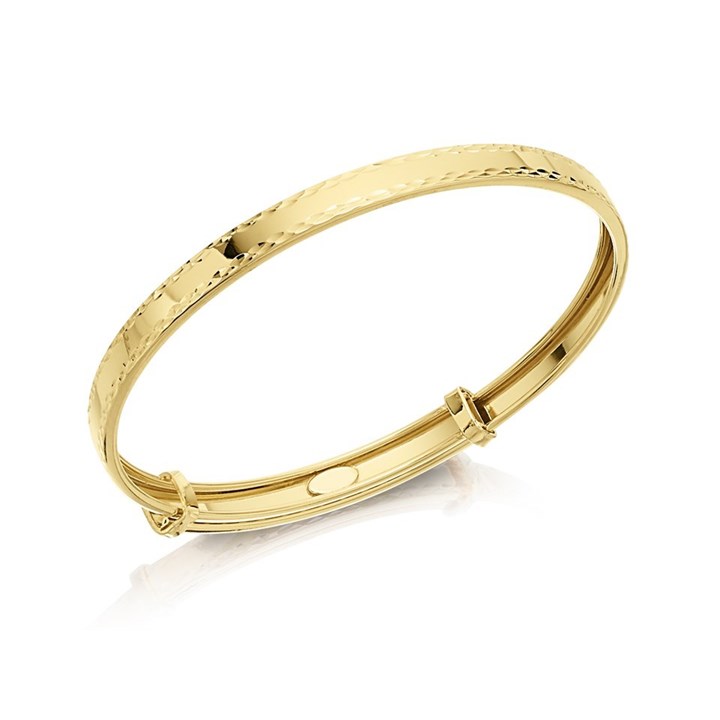 9ct Gold Diamond Cut Expanding Baby Bangle - G8432