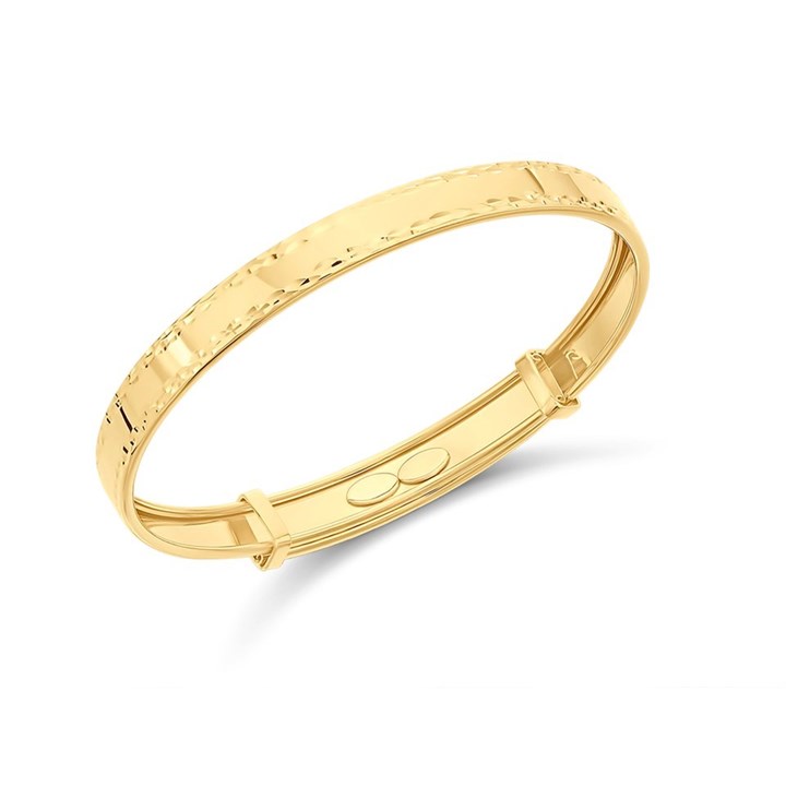 9ct Gold Diamond Cut Expanding Baby Bangle - G8443