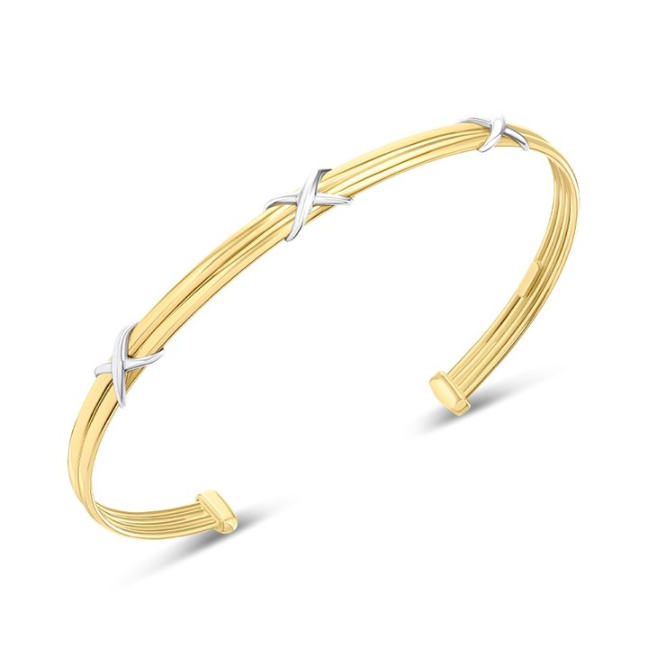 9ct Two Colour Gold Kisses Bangle - G8452