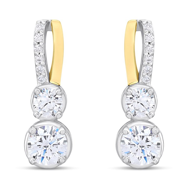 Night & Day Silver And 9ct Gold Double CZ Earrings - G9965