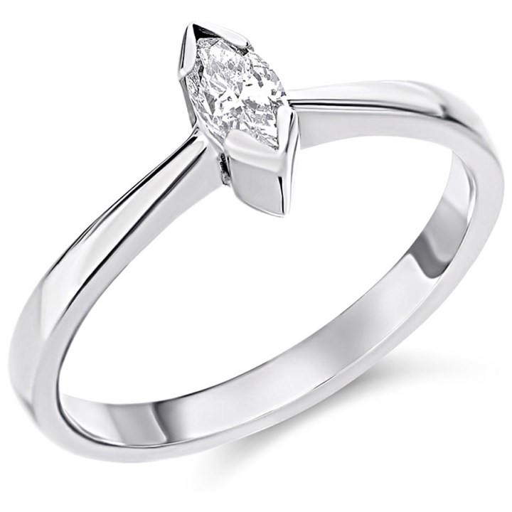 18ct White Gold Diamond Solitaire Engagement Ring - 37pts - G/I1 - H0302
