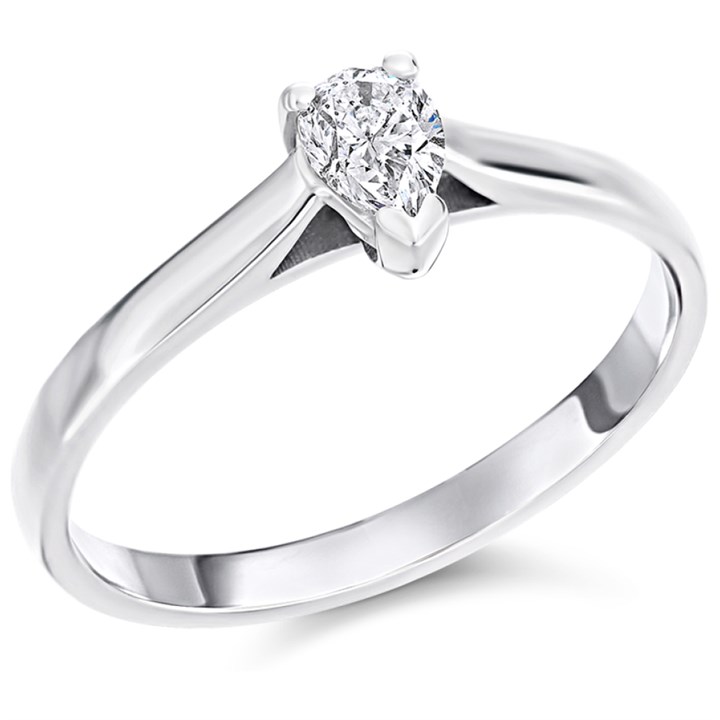 18ct White Gold Diamond Solitaire Engagement Ring - 38pts - Certificated - H0317