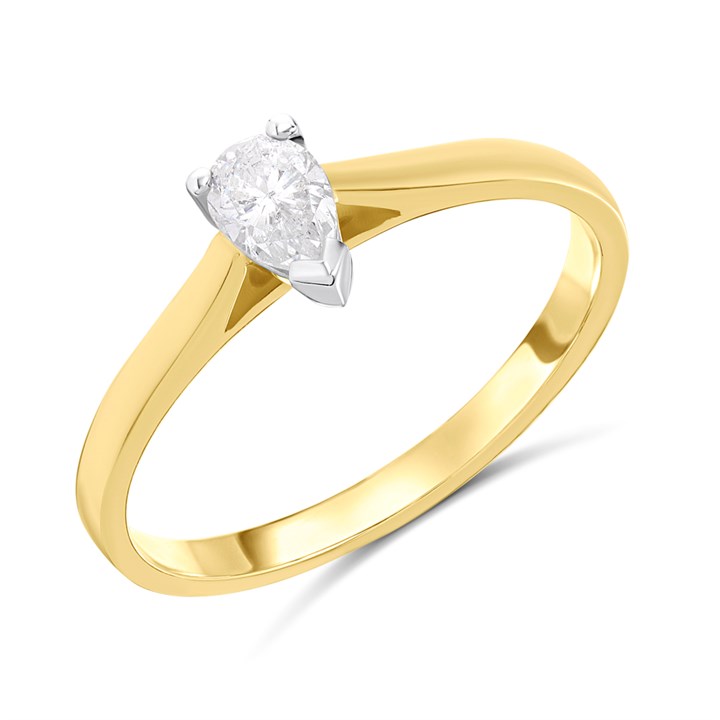18ct Yellow Gold Diamond Solitaire Engagement Ring - 34pts - F/I1 - H03197