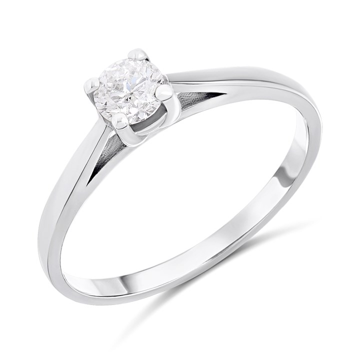 18ct White Gold Diamond Solitaire Engagement Ring - 35pts - G/I1 - H03209