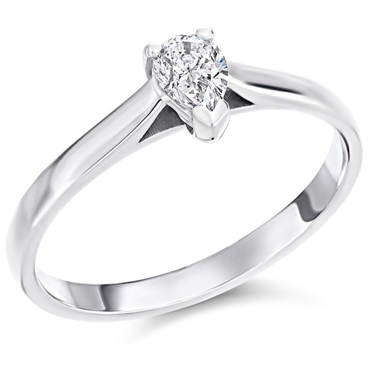 Platinum Diamond Solitaire Engagement Ring - 37pts - F/SI2 - H0320