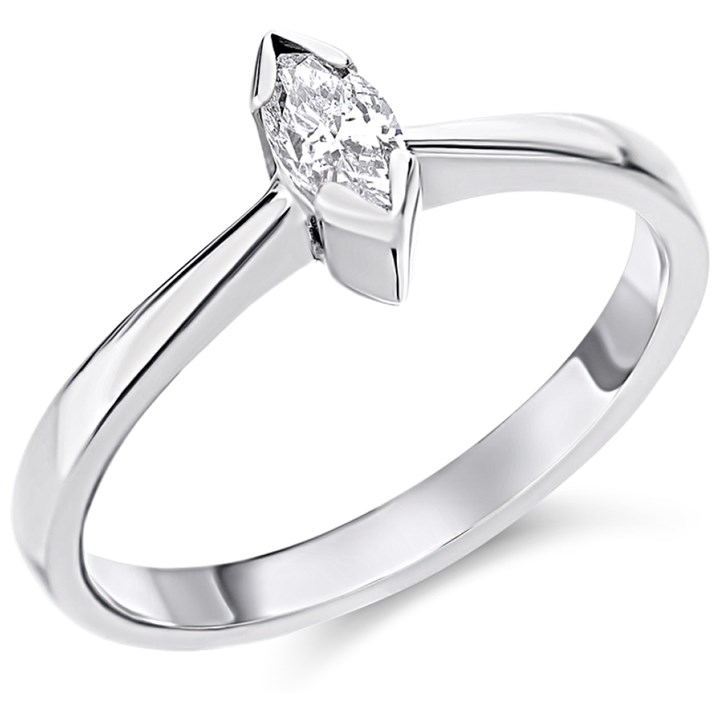18ct White Gold Diamond Solitaire Engagement Ring - 37pts - Certificated - H0324