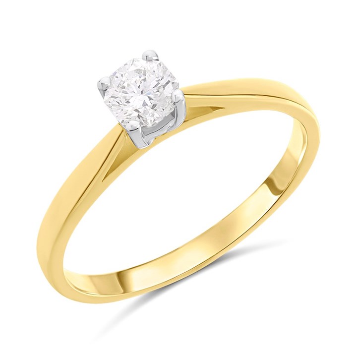 18ct Yellow Gold Diamond Solitaire Engagement Ring - 37pts - H/I2 - H03376