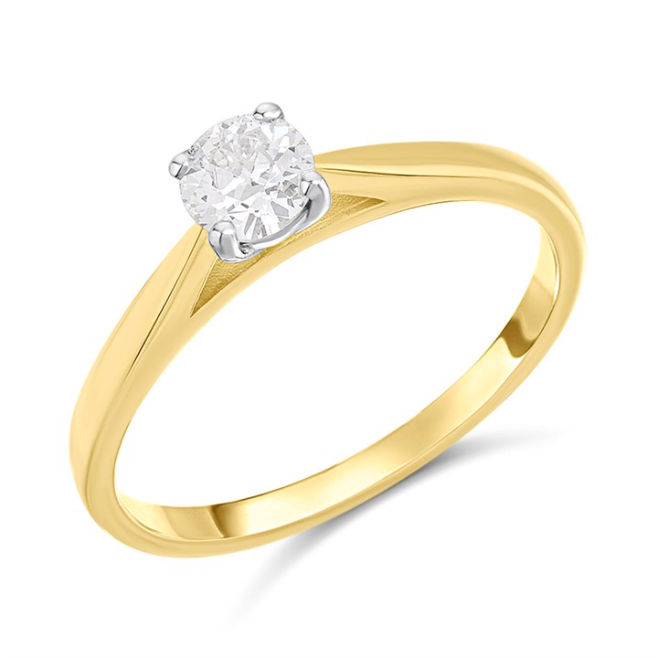 18ct Yellow Gold Diamond Solitaire Engagement Ring - 42pts - L/SI2 - H041229