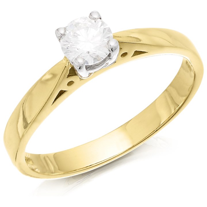 18ct Yellow Gold Diamond Solitaire Engagement Ring - 44pts - H/I2 - H04153