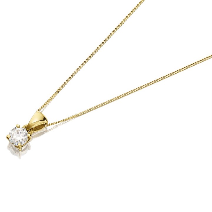 18ct Yellow Gold Diamond Solitaire Pendant - 46pts - G/I2 - H04204