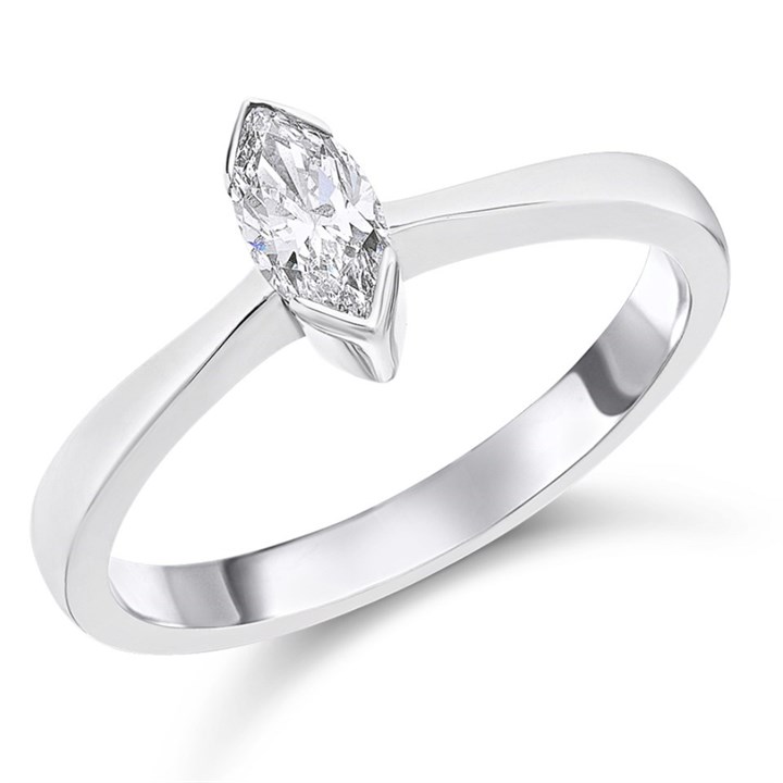 18ct White Gold Diamond Solitaire Engagement Ring - 44pts - I/I1 - H04245