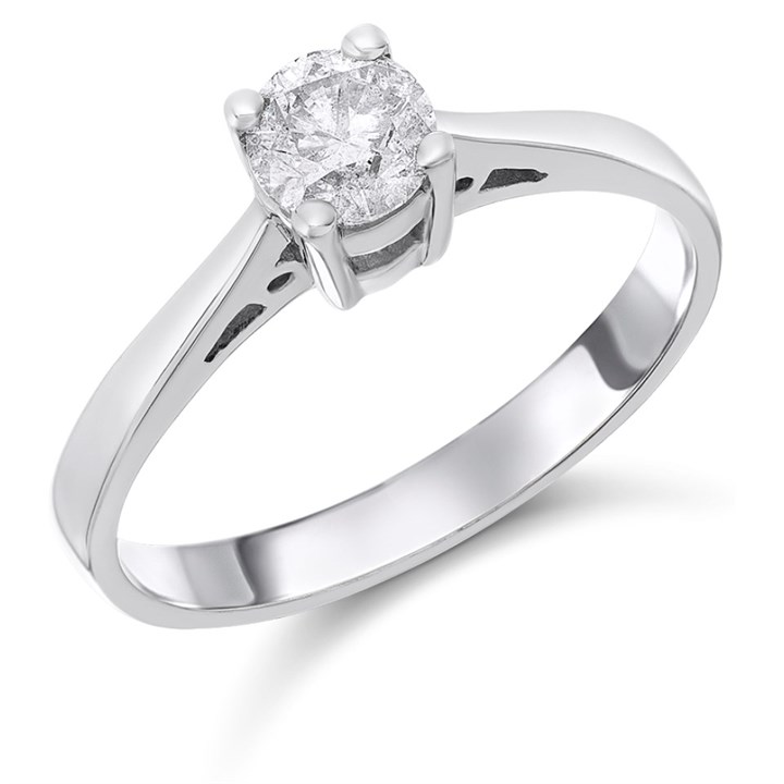18ct White Gold Diamond Solitaire Engagement Ring - 52pts - H/I3 - H0508