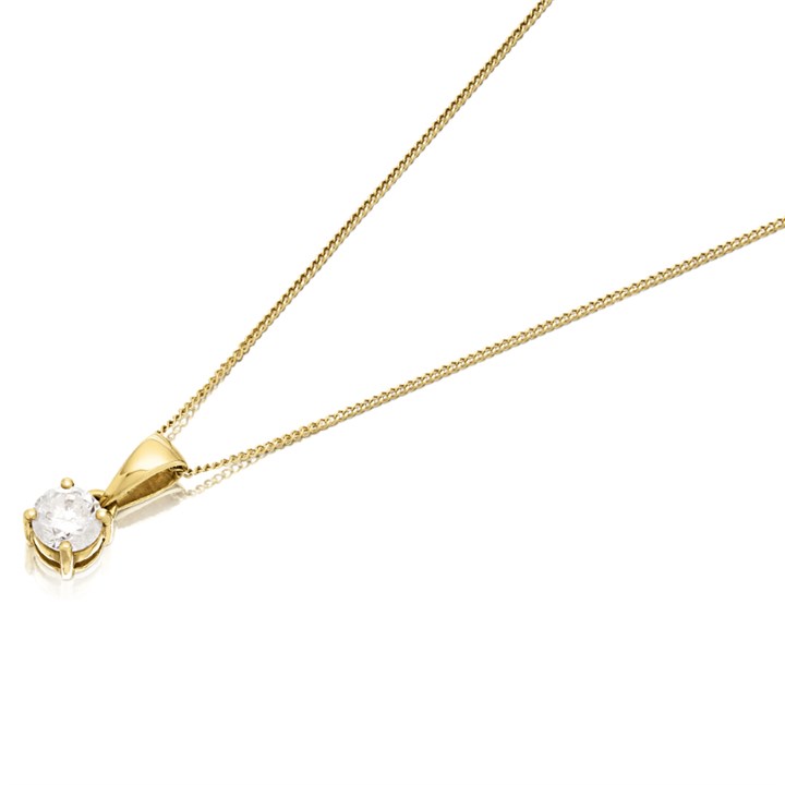 18ct Yellow Gold Diamond Solitaire Pendant - 54pts - F/I2 - H051059