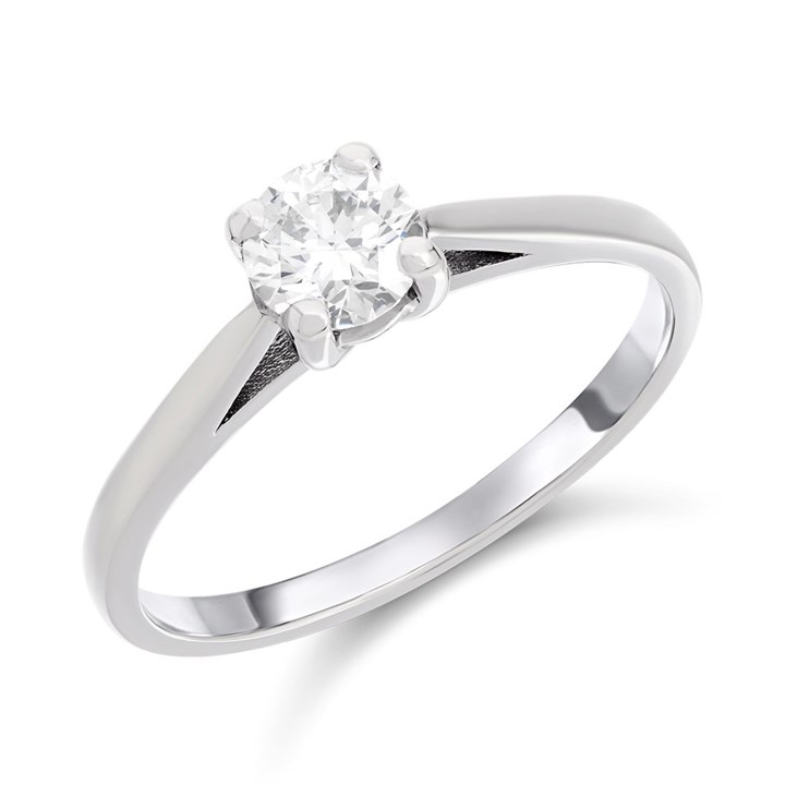 18ct White Gold Diamond Solitaire Engagement Ring - 50pts - M/SI2 - H051087