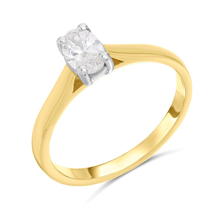 18ct Yellow Gold Diamond Solitaire Engagement Ring - 50pts - Certificated - H051258