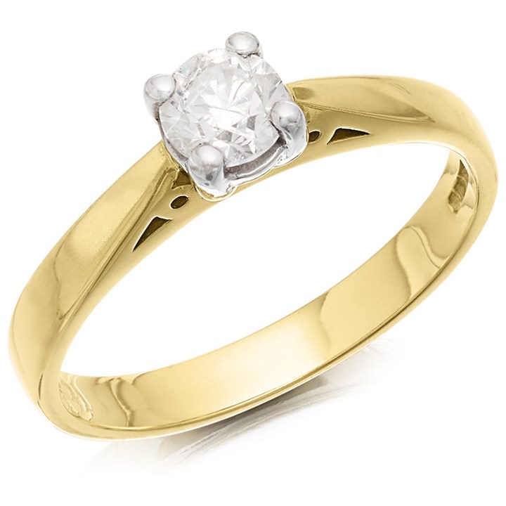 18ct Yellow Gold Diamond Solitaire Engagement Ring - 54pts - H/I2 - H05177