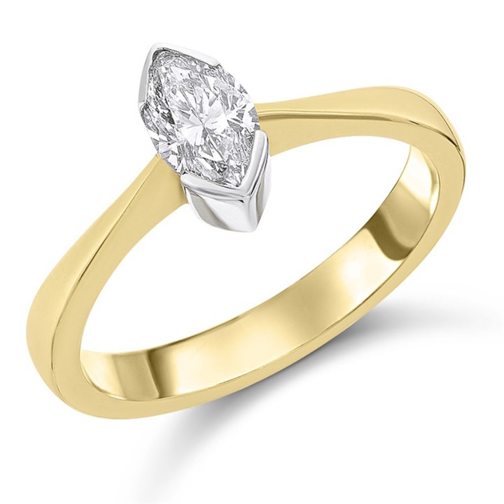 18ct Yellow Gold Diamond Solitaire Engagement Ring - 50pts - F/I2 - H05268