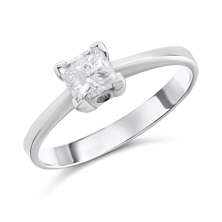 18ct White Gold Diamond Solitaire Engagement Ring - 56pts - F/I2 - H0537
