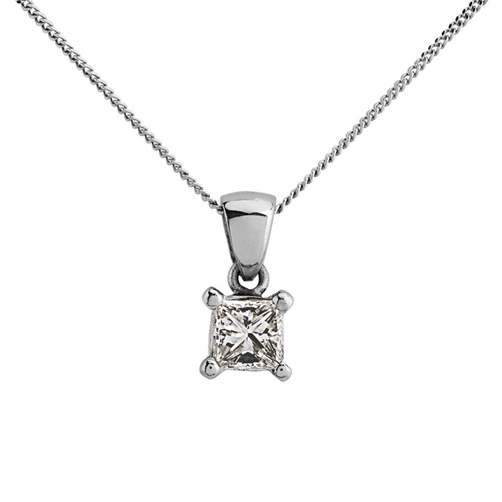 Platinum Diamond Solitaire Necklace - 1/2ct - L/VS2 - H05598