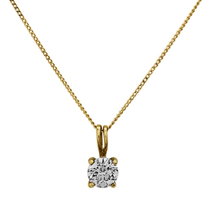 18ct Yellow Gold Diamond Solitaire Necklace - 56pts - K/I2 - H05700