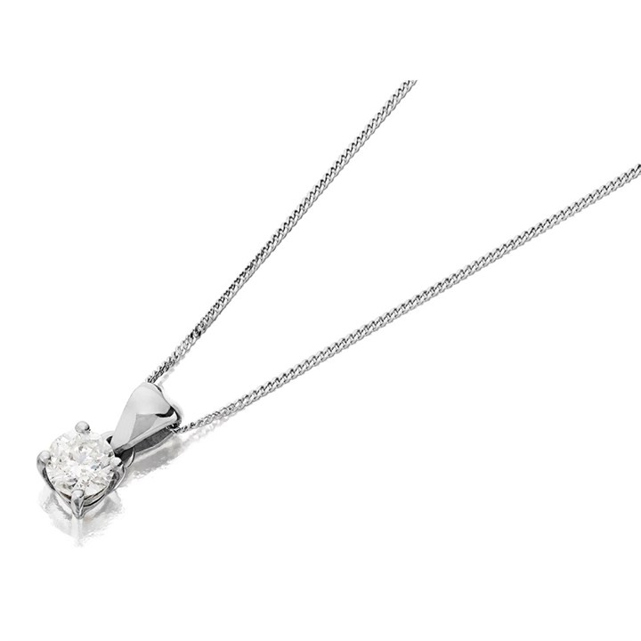 18ct White Gold Diamond Solitaire Pendant - 67pts - G/I2 - H0628