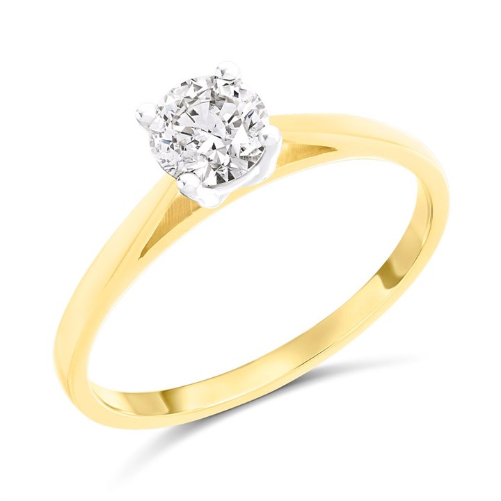 18ct Yellow Gold Diamond Solitaire Engagement Ring - 60pts - H/I2 - H06353