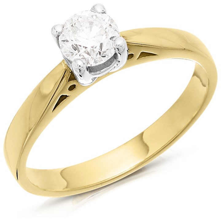 18ct Yellow Gold Diamond Solitaire Engagement Ring - 61pts - H/I2 - H0675