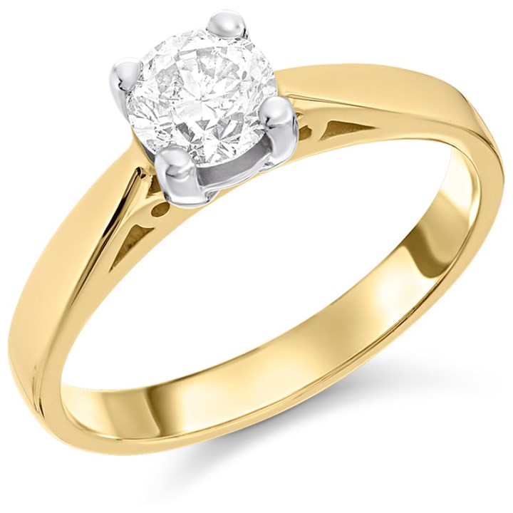 18ct Yellow Gold Diamond Solitaire Engagement Ring - 79pts - I/I2 - H07106