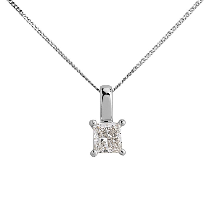 18ct White Gold Diamond Solitaire Pendant - 72pts - G/I2 - H07158