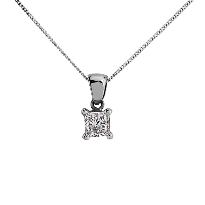 18ct White Gold Diamond Solitaire Necklace - 70pts - I/I2 - H07223