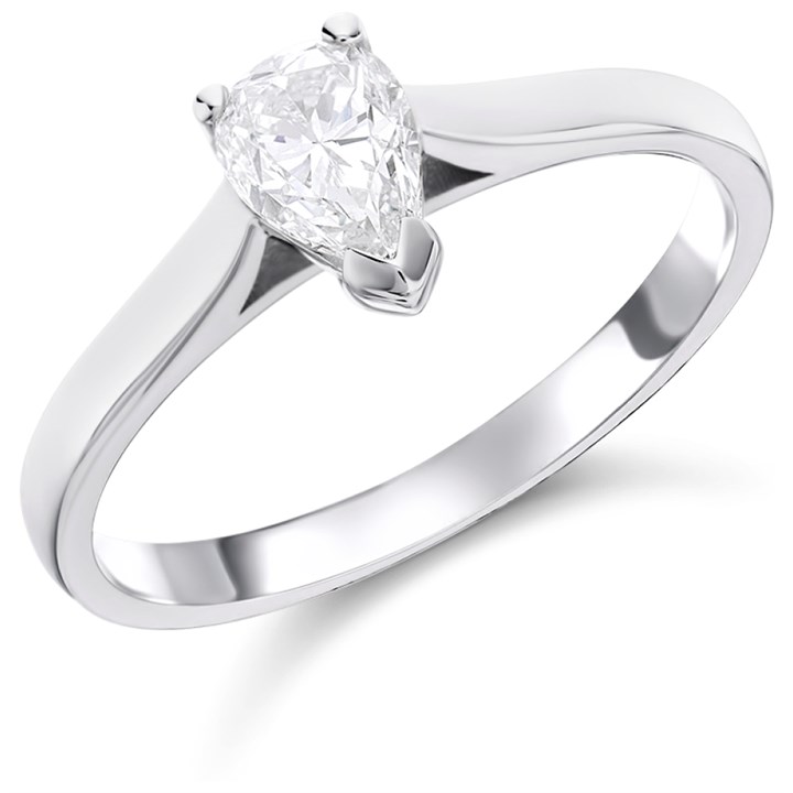 18ct White Gold Diamond Solitaire Engagement Ring - 71pts - Certificated - H07244