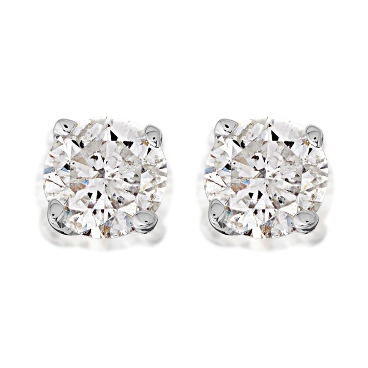 18ct Yellow Gold Diamond Solitaire Stud Earrings - 77pts per pair - F-G/I2 - H07431
