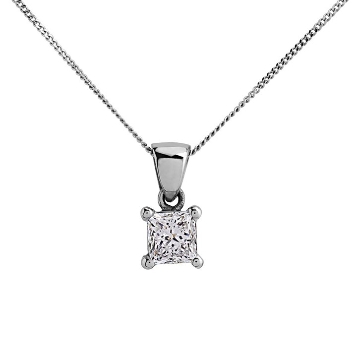 18ct White Gold Diamond Solitaire Pendant - 70pts - I/I1 - H07439