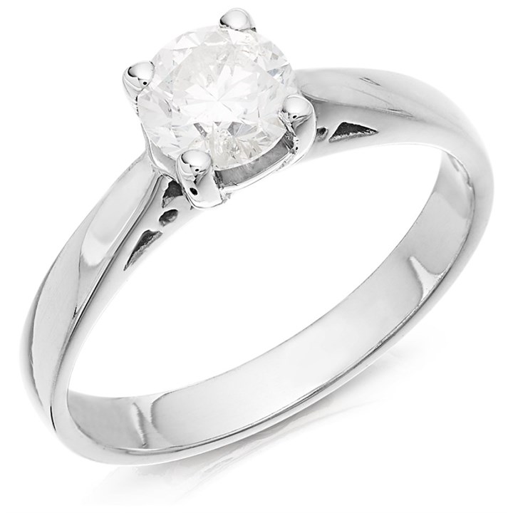 18ct White Gold Diamond Solitaire Engagement Ring - 80pts - K/I1 - H08110