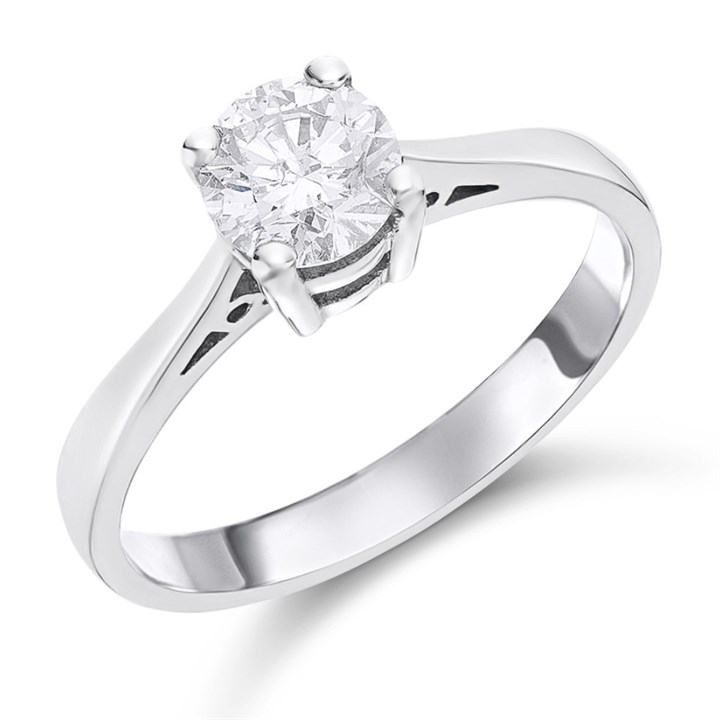 18ct White Gold Diamond Solitaire Engagement Ring - 80pts - K/I2 - H08116