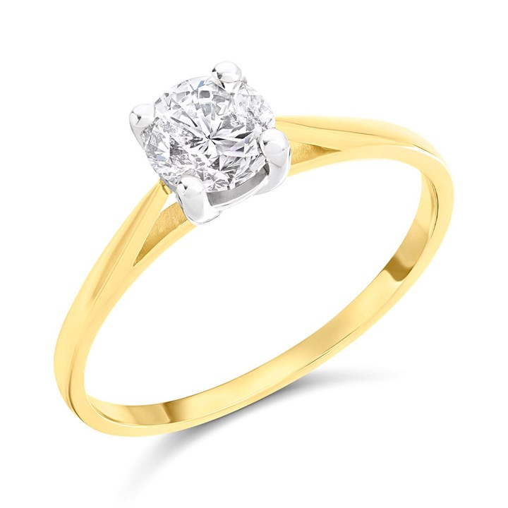 18ct Yellow Gold Diamond Solitaire Engagement Ring - 85pts - G/I2 - H08227