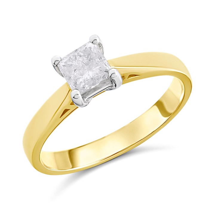 18ct Yellow Gold Diamond Solitaire Engagement Ring - 80pts - H/I2 - H0842
