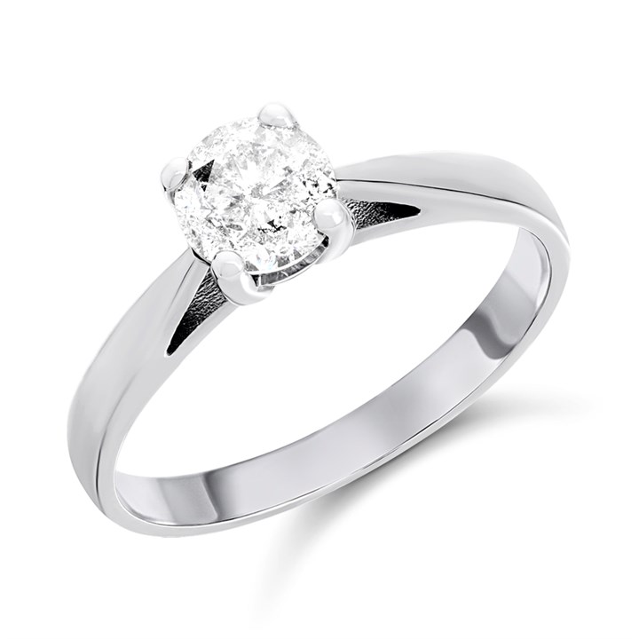 18ct White Gold Diamond Solitaire Engagement Ring - 90pts - F/I2 - H09103