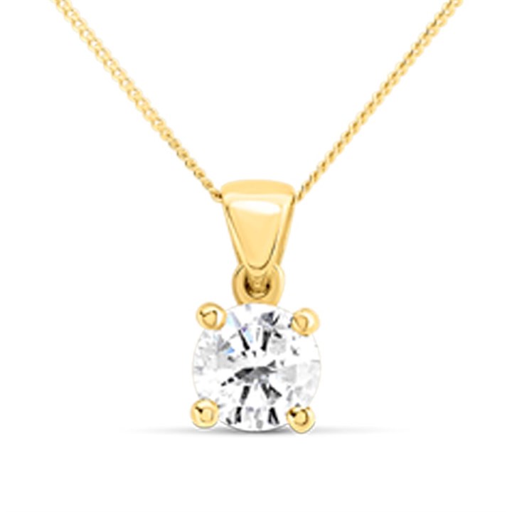 18ct Yellow Gold Diamond Solitaire Pendant - 96pts - J/I2 - H09155