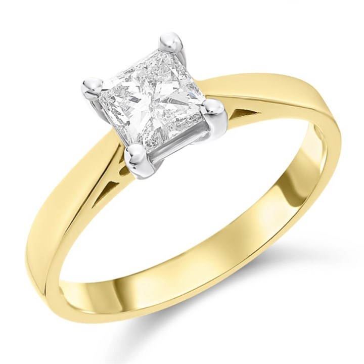 18ct Yellow Gold Diamond Solitaire Engagement Ring - 90pts - H/I2 - H0915