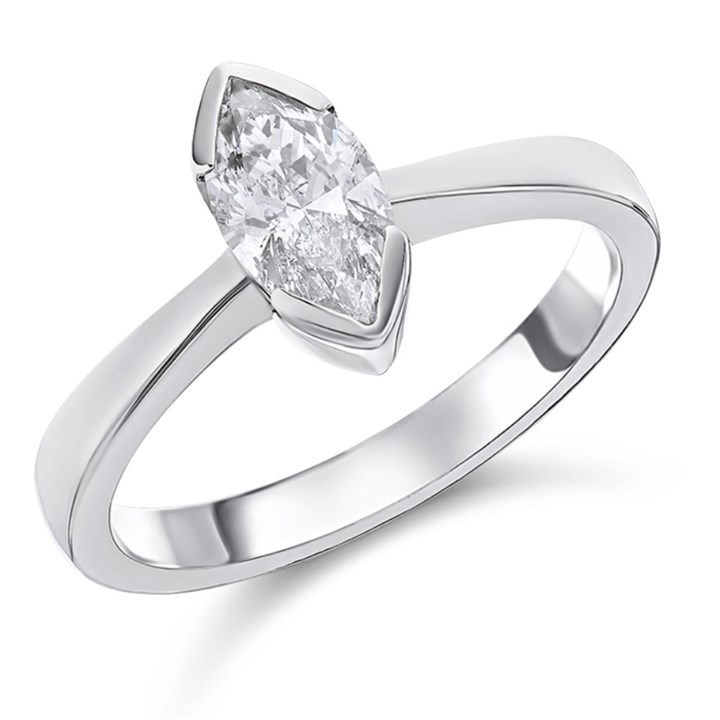 18ct White Gold Diamond Solitaire Engagement Ring - 92pts - F/I2 - H0925