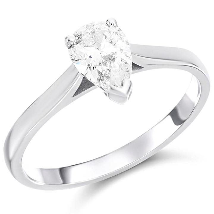 18ct White Gold Diamond Solitaire Engagement Ring - 90pts - J/I2 - H0974