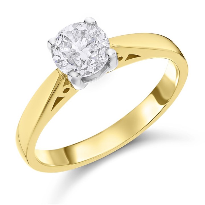 18ct Yellow Gold Diamond Solitaire Engagement Ring - 90pts - H/I2 - H0990