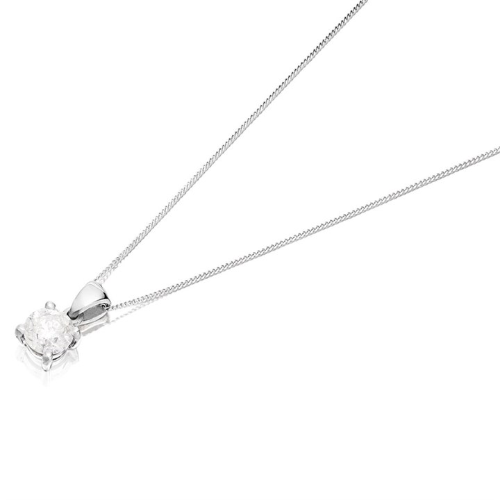 18ct White Gold Diamond Solitaire Pendant - 1.09ct - H/I2 - H10100
