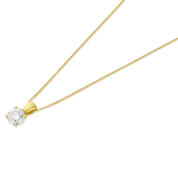 18ct Yellow Gold Diamond Solitaire Pendant - 1.03ct - G/I3 - H101226