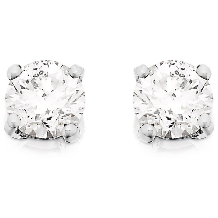 18ct White Gold Diamond Solitaire Earrings - 1.03ct/pair - G-H/SI2 - H10124